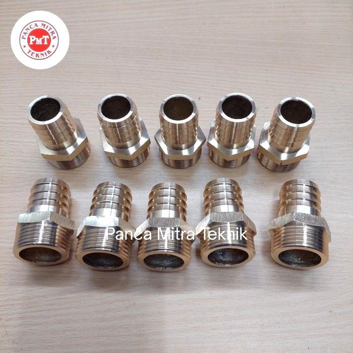 Nepel Selang Drat Luar 1" X 1" Kuningan / Brass