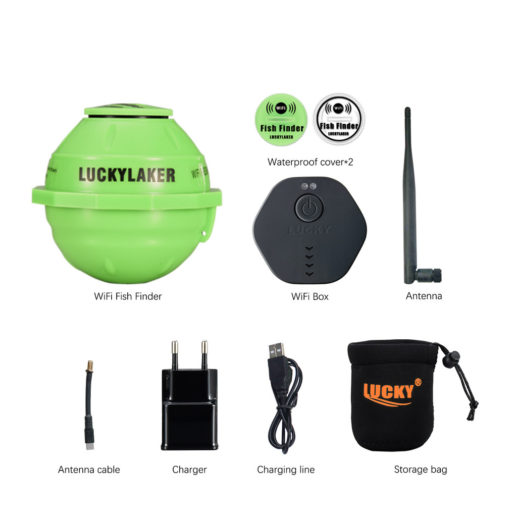 Lucky Smart WiFi Fish Finder 120M Range 45M Depth Wireless Sonar for iOS/Android Portable Fishing
