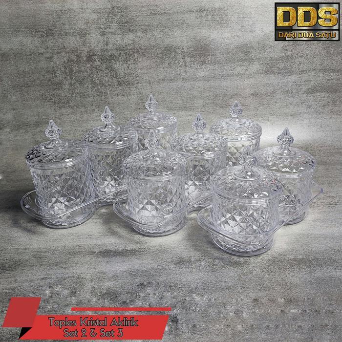 Toples Kristal Set Akrilik Kue Kering Kacang Permen 2 Susun / 3 Susun