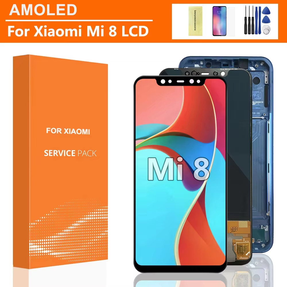 6.21" Super AMOLED LCD For XIAOMI Mi 8 Display Mi8 LCD Touch Screen Digitizer with Frame Assembly