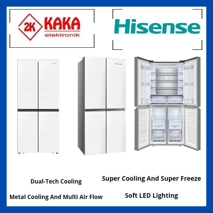 HISENSE KULKAS 4 PINTU 507 LITER RQ561N4IWU GLASS KACA PUTIH