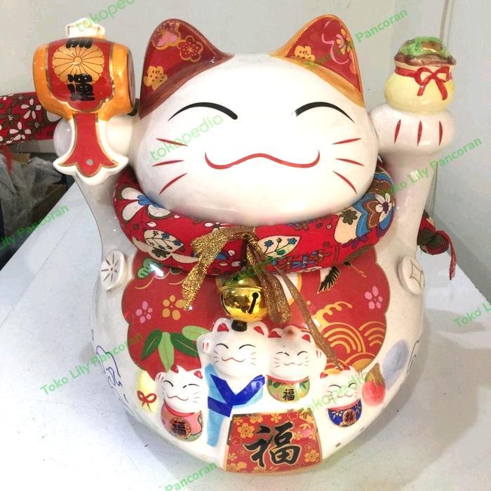 Figurine Patung Kucing Hoki Jumbo Keramik / Fortune Cat Keramik