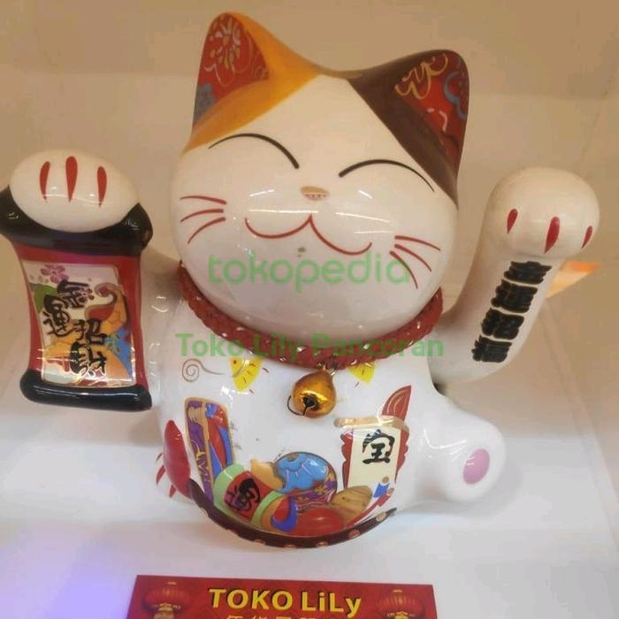 Maneki Neko Keramik / Lucky cat keramik / Kucing hoki keramik