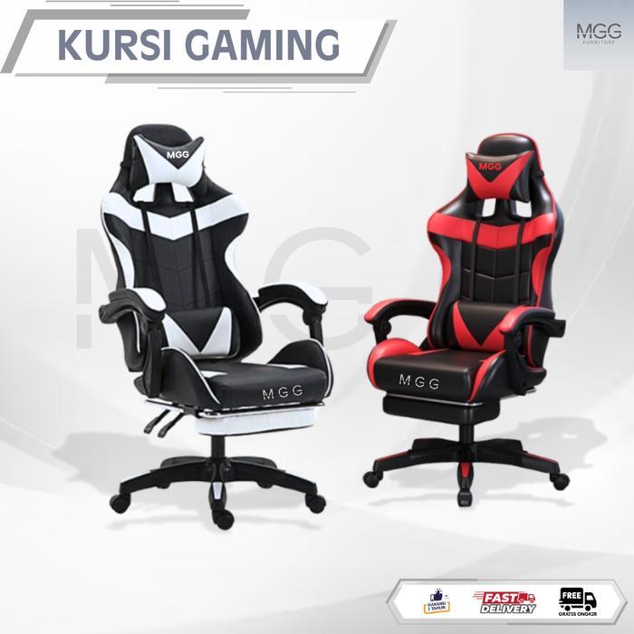 MGG Furniture Kursi Gaming Fighter Recline 135, Rangka Baja, Bantal Kepala & Pinggang kursi bos