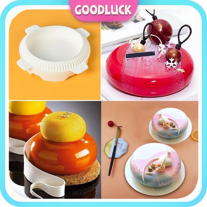 MAOSTORE ENTREMET Kue/Kue Mousse Kubah/Cetakan Silikon Putih Cetakan Kue Cermin Gerhana Matahari