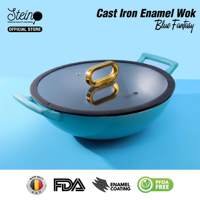 STEIN Cast Iron Wok Inner Coating Enamel Belgium Non-Stick