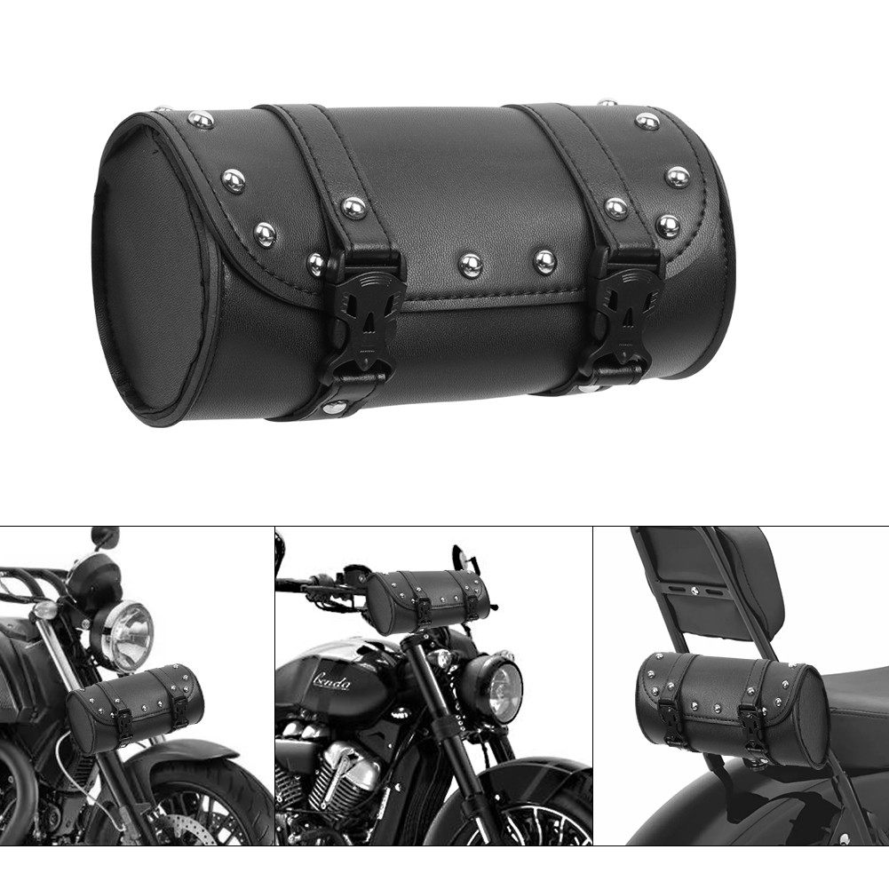 Motorcycle Unrsal Fork Bag Leather Saddlebags Tool Bag Storage Pouch Waterproof For Harley Sportster