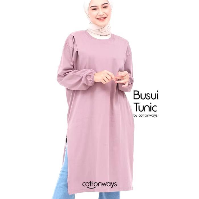 Cottonways Tunic Kaos Busui Oversize Lengan Panjang Wanita Tunik Muslim Atasan Basic Remaja Populer