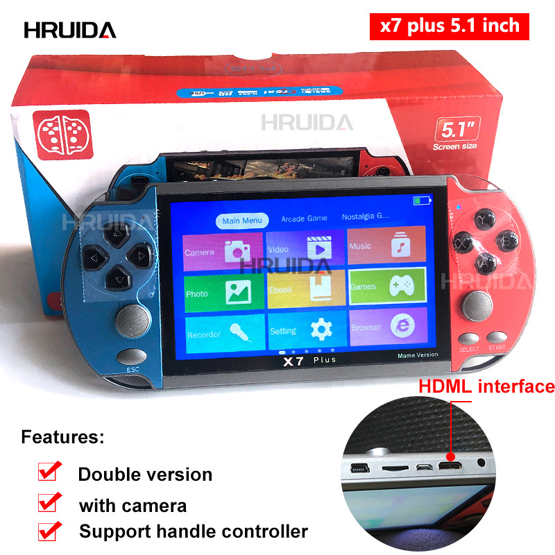 5.1 inch X7 Plus video game console 8GB dual joystick handheld game console children portable retro 