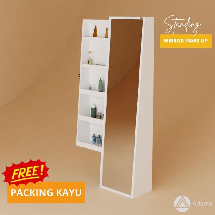 Cermin Standing Mirror Rak Make up Kosmetik - Cermin Berdiri Full Body Estetik - Standing Mirror