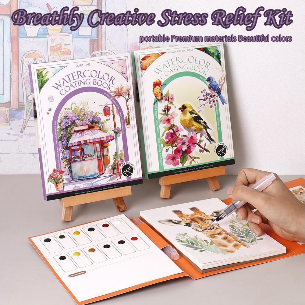 Art Travel Watercolor Painting Set Kids Watercolor Coloring Book Educational Art Activity Coloring