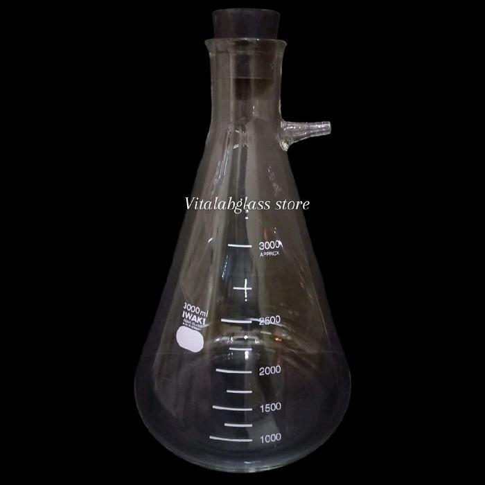 erlenmeyer 3000 ml pyrex pipa samping