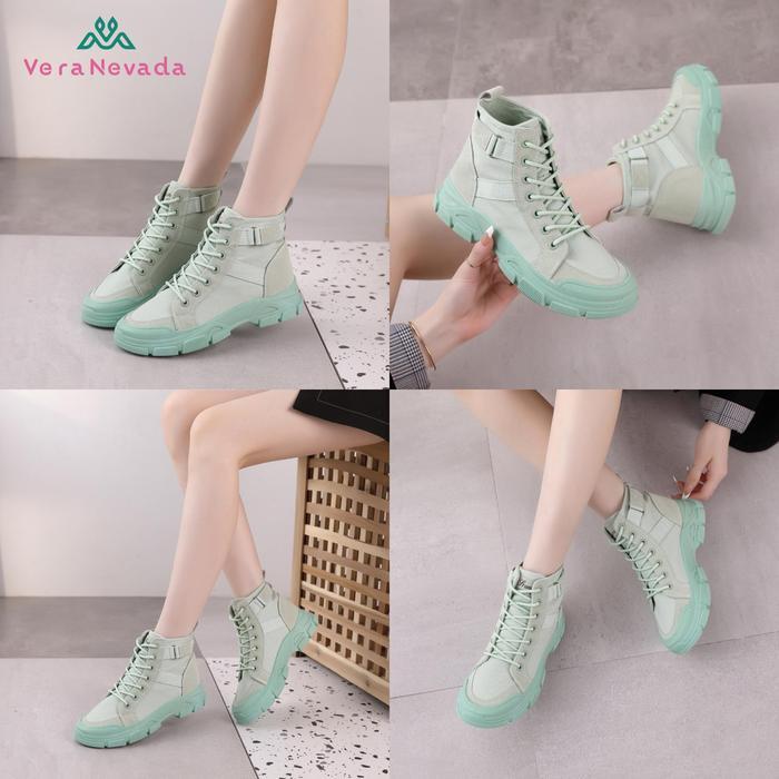 Berrybenka - Sepatu Nami Sneakers Wanita Boots Black Shoes 1142