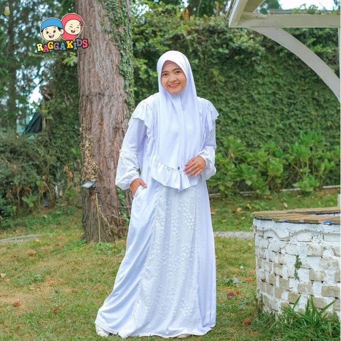 Cod - Gamis Putih Polos Desa Raggakids Baju Putih Sarimbit Baju Muslim Putih Perempuan Desa Best