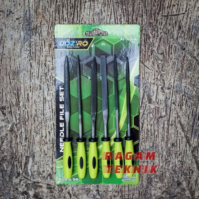 Kikir Mini 4 x 160 mm Kecil Set Besi 6 pcs Needle Files