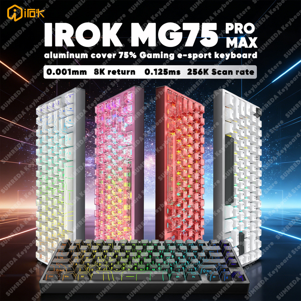 IROK MG75 PRO MG75 Max Magnetic Gaming Mechanical Keyboard RT0.001mm 8K 0.125ms Delay Aluminium RGB