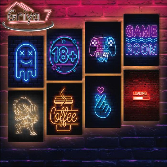 "New" Dekorasi dinding poster kayu hiasan dinding kamar aesthetik estetik sekotengs poster neon