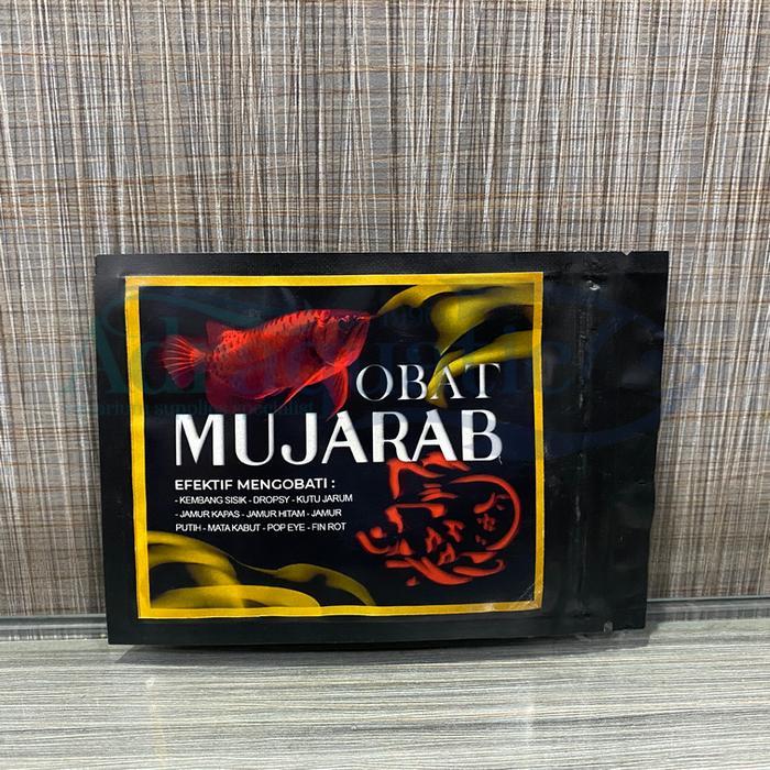 MUJARAB 5GR OBAT IKAN ARWANA KEMBANG SISIK DROPSY KUTU JARUM JAMUR KAPAS HITAM PUTIH MATA KABUT POP