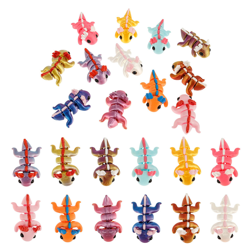 24Pcs Plastic 3D Printed Axolotl Figure Flexible Joint Mini Sensory Axolotl Toy Add Fun 3D Printed