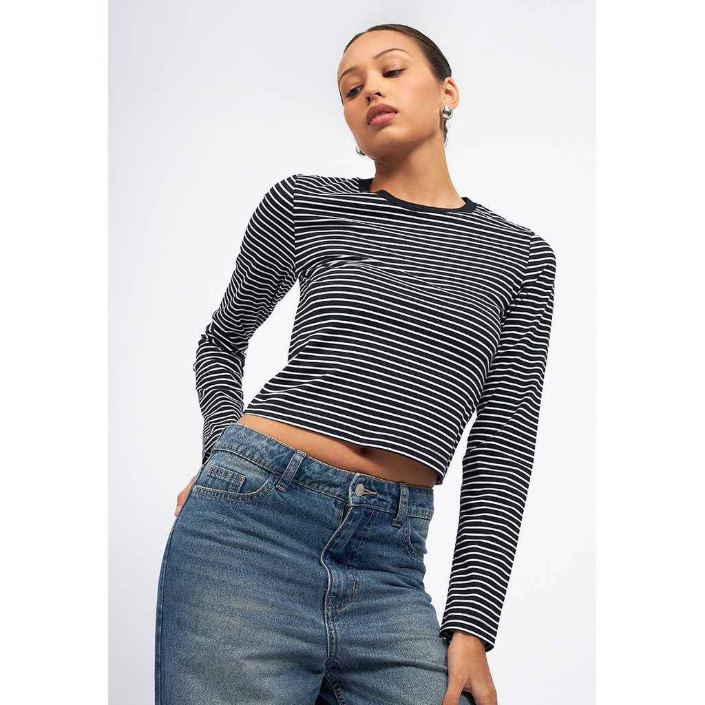 COLORBOX Long Sleeve Stripes T-Shirt Black