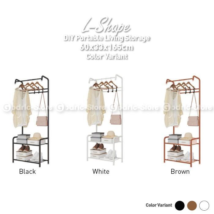 L-SHAPE Rak Hanger Serbaguna Gantungan Pakaian Baju Topi Buku Sepatu