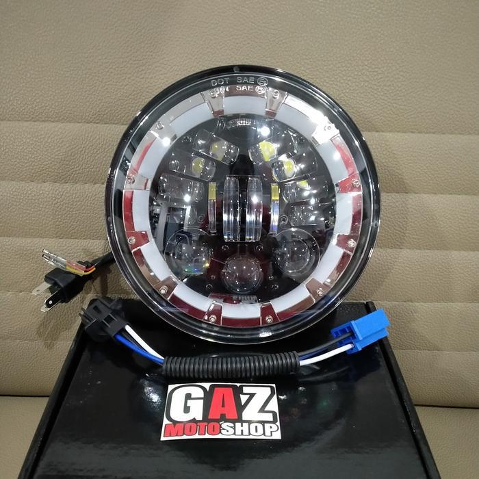 Daymaker Cobra 7 Inch 16 Led Angel Eyes Eropa Headlamp Lampu Daymaker 7 In New Japstyle Xsr 155 W175