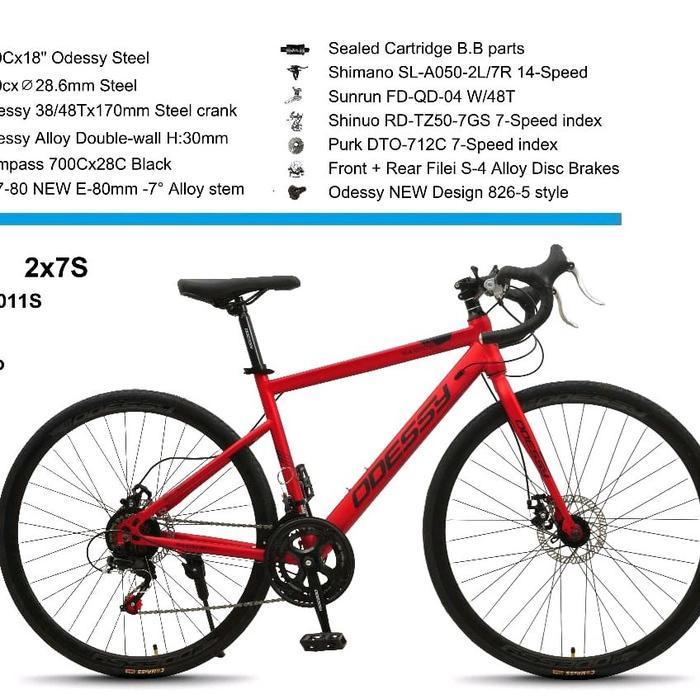Sepeda Roadbike Balap ODESSY MT 1010S (Steel, 14 Speed, Rem Cakram)