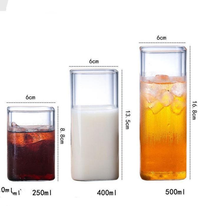 Terlaris Gelas Kaca Aesthetic Kotak/Gelas Korea 1062