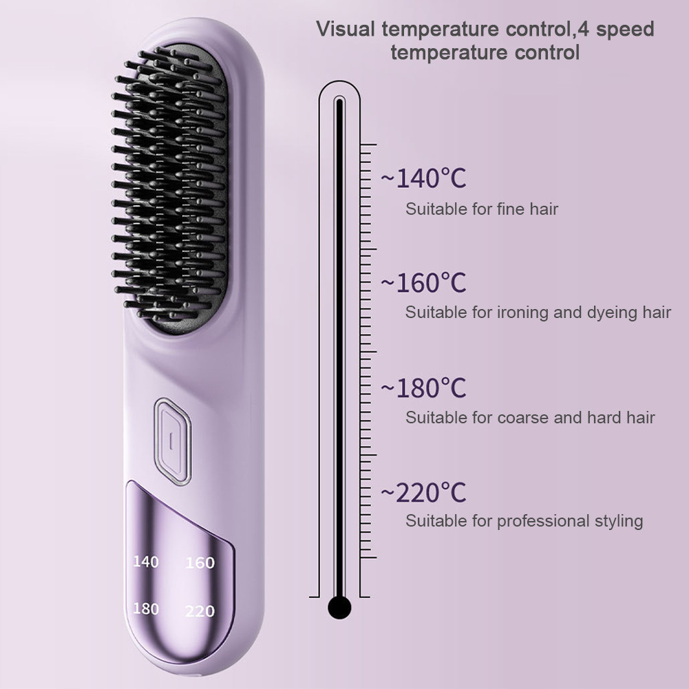 Cordless Beard Straightener For Men Hair Straightener Brush Fast Heated Electric Hair Brushes