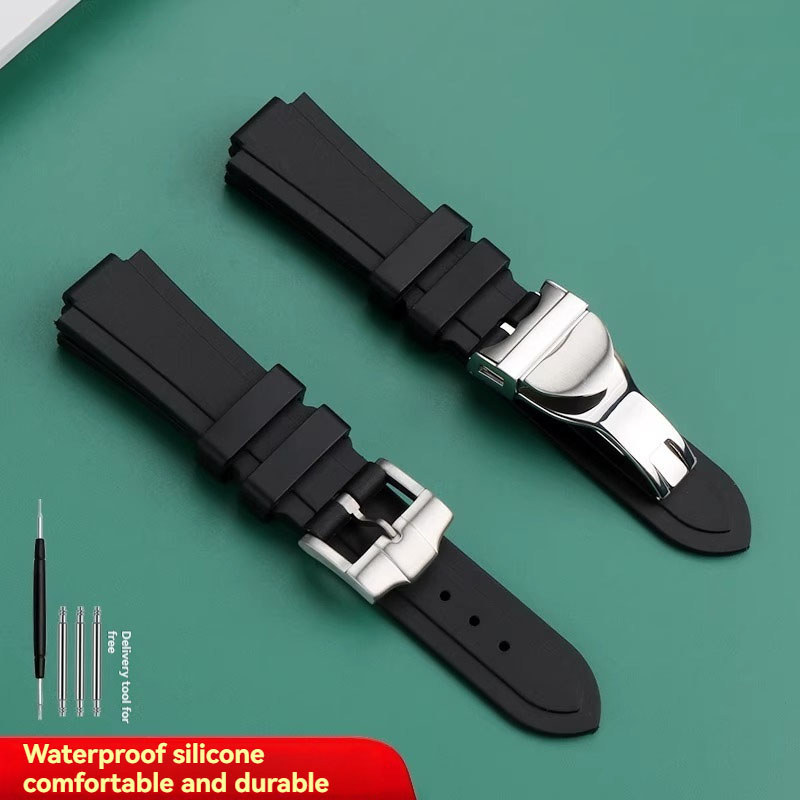 For Tudor Pelagos Tomahawk 25500 25600 Silicone Watch Strap Soft 22X12Mm Convex Interface Men
