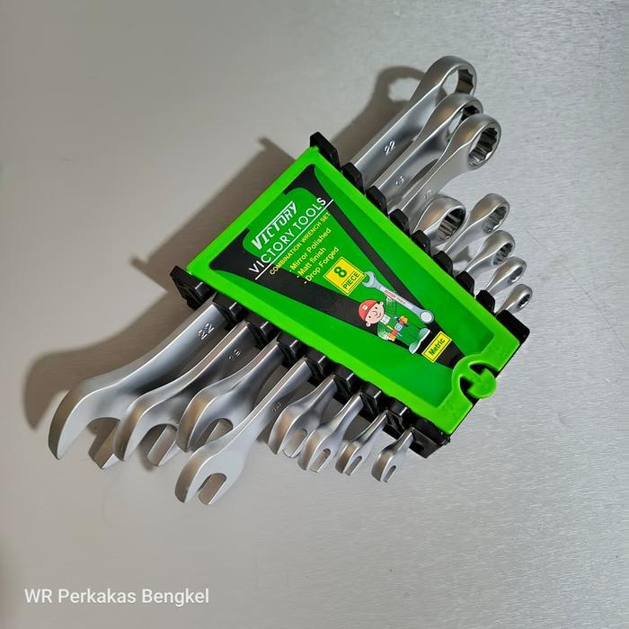Kunci Ring Pas Set 8 Pcs Kombinasi + Kunci Double Ring Offset Spanner Set 8 Pcs + Kunci Ring 1 Set