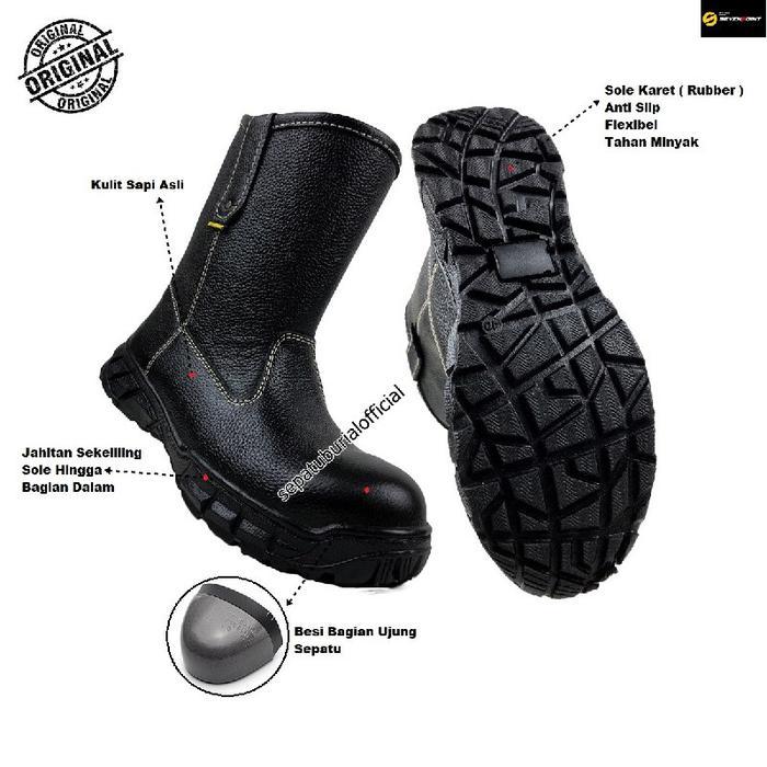 Sepatu Safety Boots Proyek Kulit Sapi Asli Kerja Lapangan Septi Sefty Terbaik