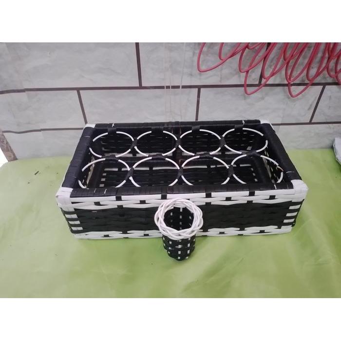 8 Cup Tempat Aqua Gelas Bahan Rotan Plastik Keranjang Aqua Gelas Tempat Air Minum Wadah Air Plastik