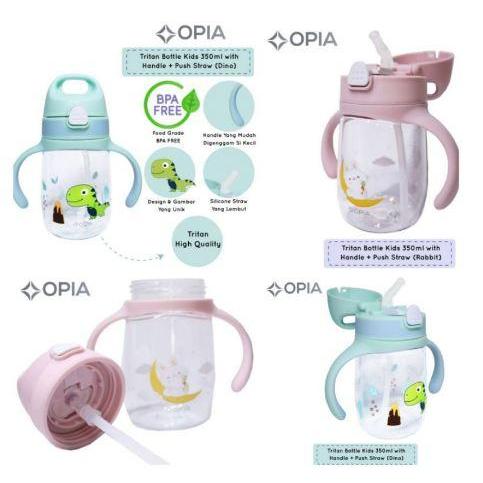 Opia Tritan Bottle Baby With Handle+Push Straw 350Ml