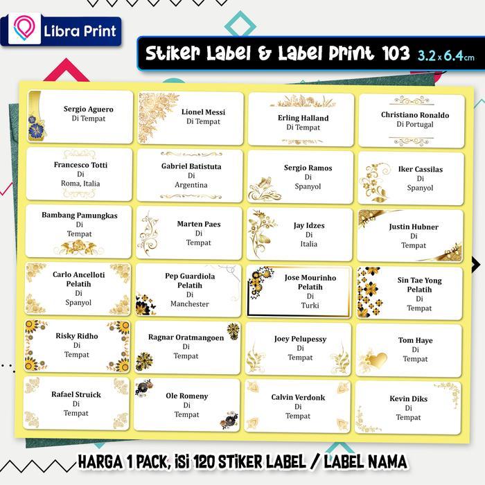 "New" Cetak Stiker Label 103 Label Nama Undangan Motif