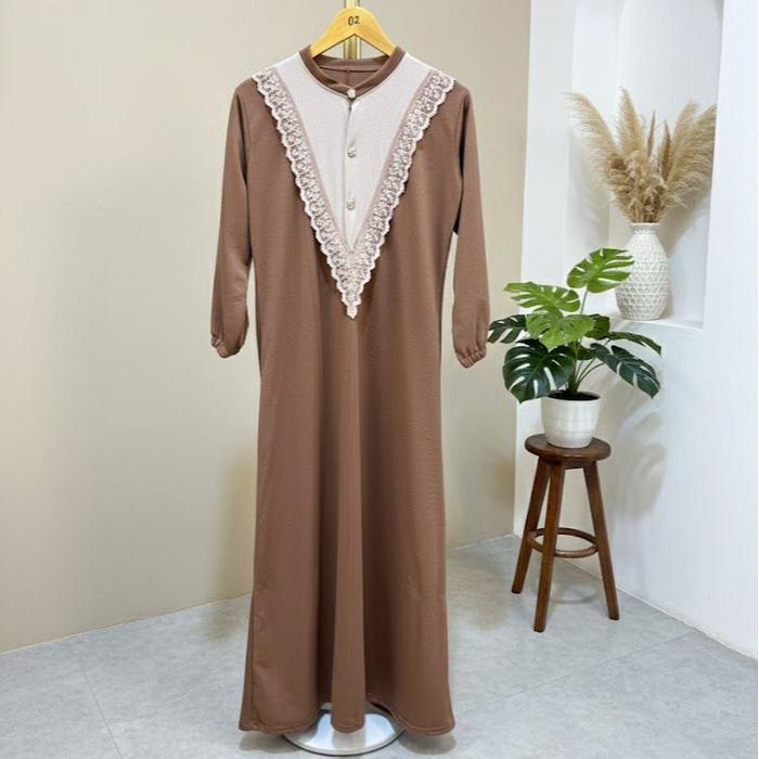 Bianca Dress Knit Gamis Knit Premium Gamis Renda Knit Gamis Knit Wanita