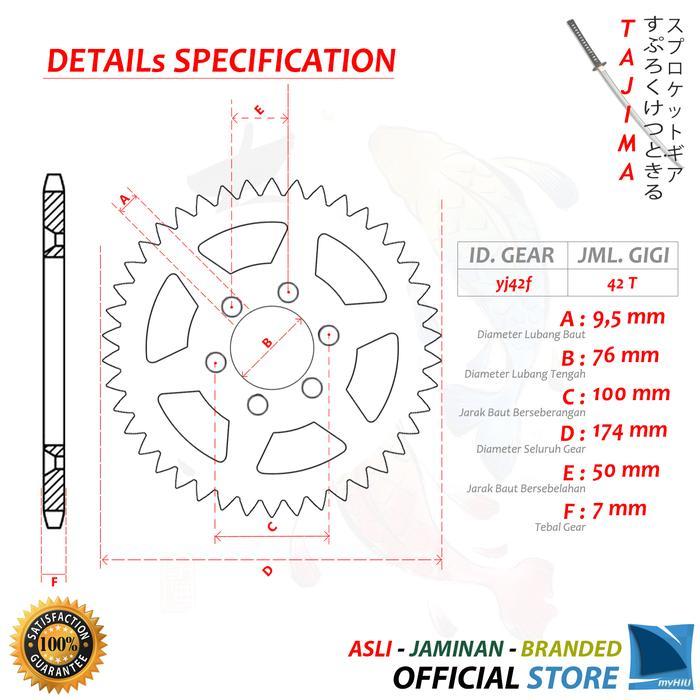 GIR BELAKANG / GEAR BELAKANG 428-42T YAMAHA VIXION, VIXION NEW TAJIMA