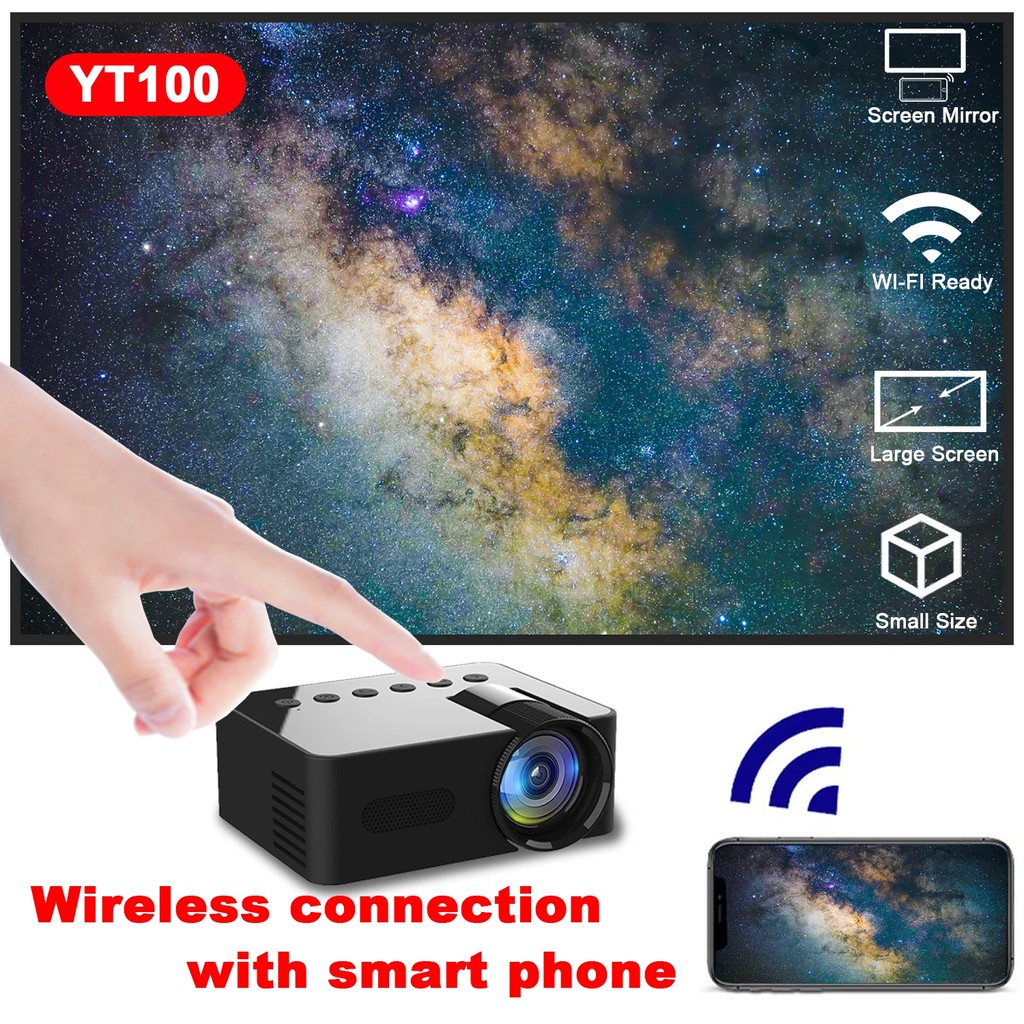YT100 Projector Mini Portable High Quality Beamer Outdoor Camping Projector Smartphone Wireless