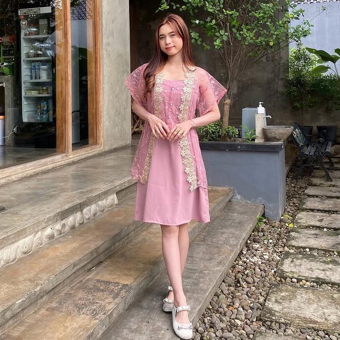 Pola Wear Zora Outer Brukat Etnik Vest Tille Kardigan Lace Outer Kebaya Kondangan Mewah - Blazer