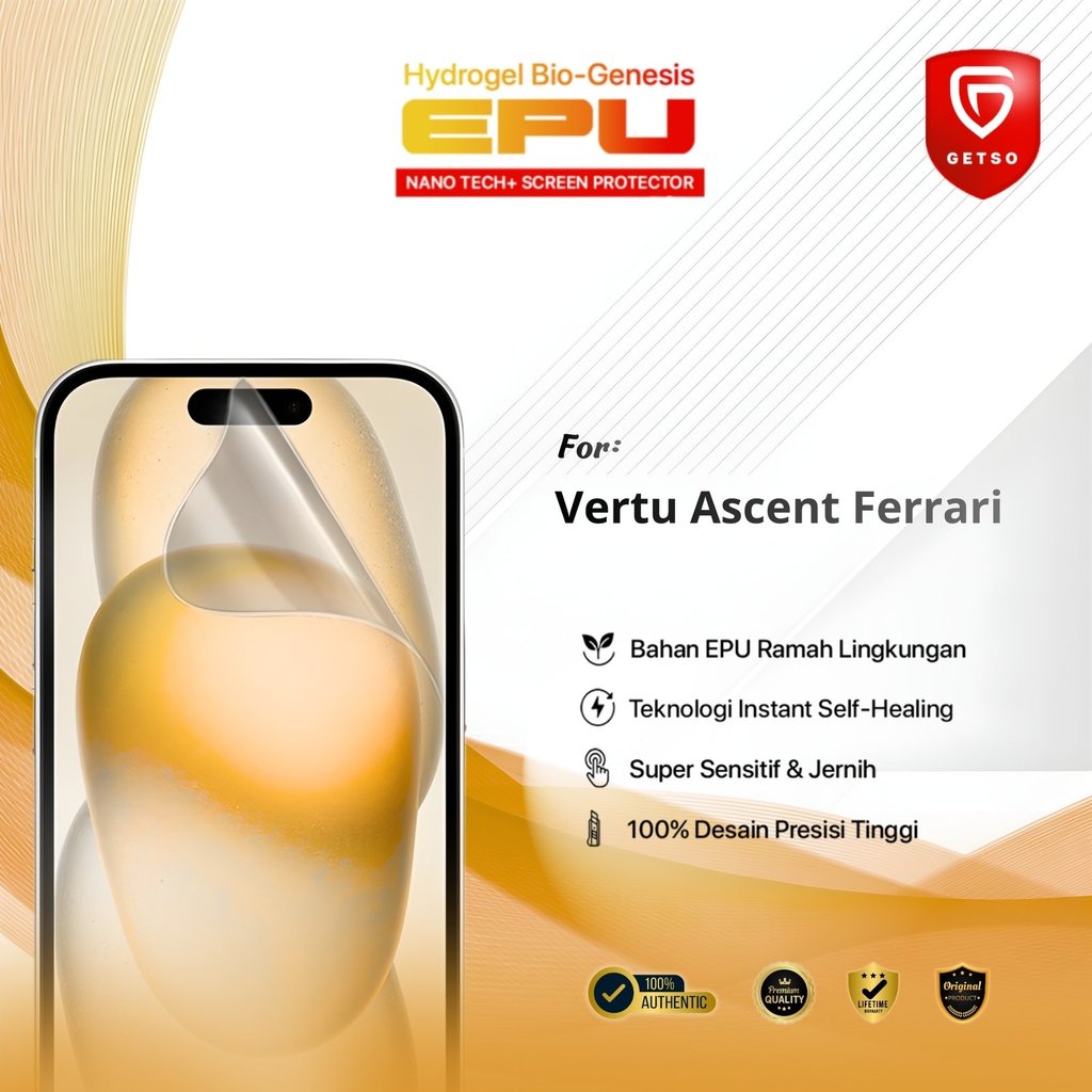 Getso BIO-HYDRO EPU Hydrogel Display Protector for Vertu Ascent Ferrari Kualitas Tingi Anti Scratch 