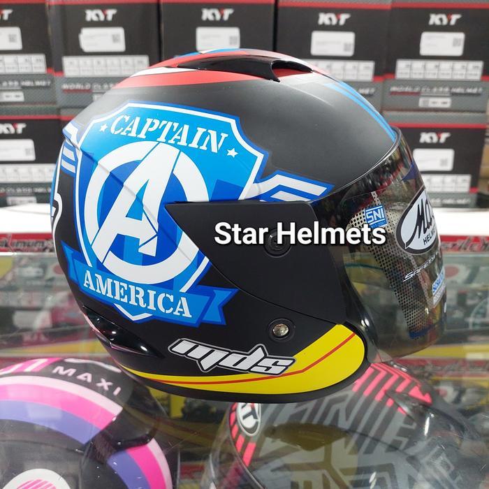 Langsung diproses Helm Anak MDS R3 Junior Captain America #3 Matt Black
