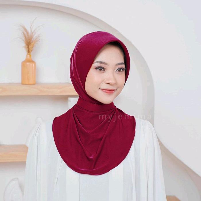 Hijab Dinas Premium Instan Anti Tembem - Kerudung Wanita Sport Nyaman -Coklat POLWAN , BAYANGKARI ,
