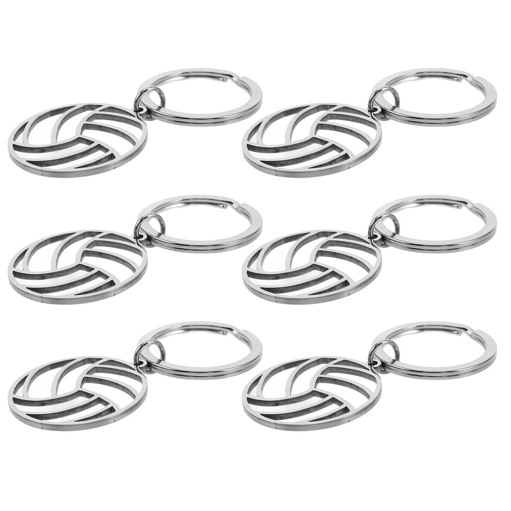 6Pcs Volleyball Keychain Minimalist Stainless Steel Sport Keychain Volleyball Fan Souvenir Team