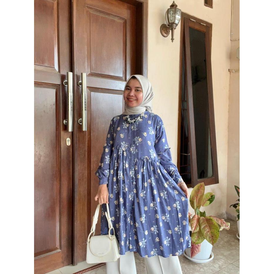 Ameena Tunik / Tunik Rayon / Tunik Motif / tunik jumbo Dress Balon Kain Muslim Atasan