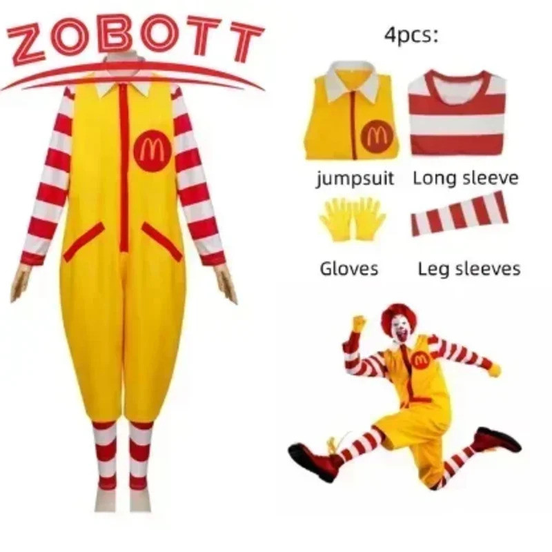 Sutra Clown Character Adult McDonald Cosplay Costume Ronald Masquerade Party Halloween Party Funny