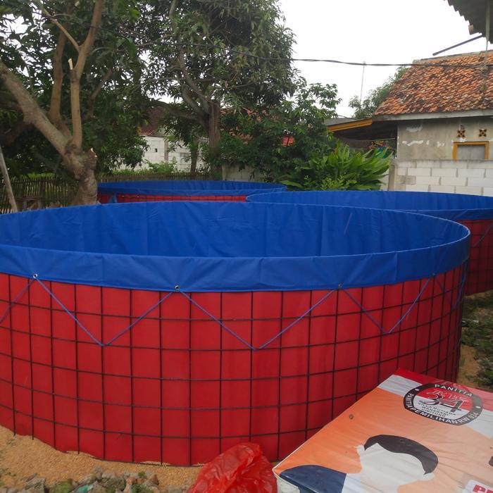 KOLAM BUNDAR BIOFLOK DIAMETER 4 METER TINGGI RANGKA 105CM