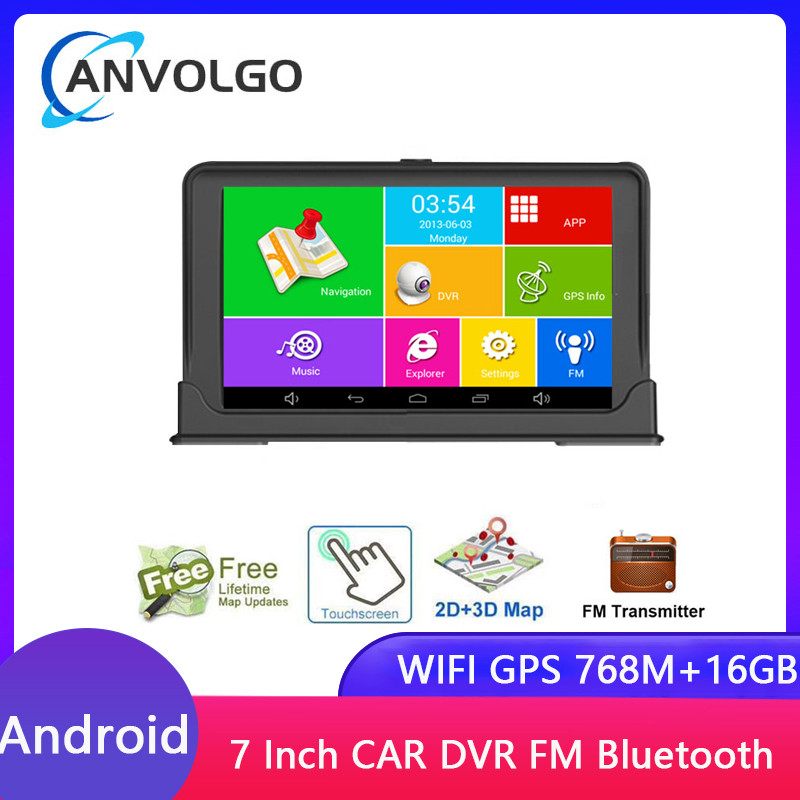 7 Inch Car GPS Navigation Android 16GB RAM768MB DVR FM WiFi truck Bluetooth Sat Nav RearView Camera 