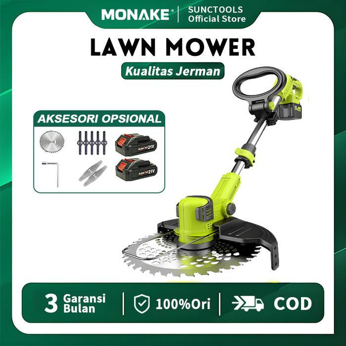JERMAN MONAKE Top!! Brushless Mesin Potong Rumput Pemotong Rumput Listrik Pemangkas Cordless Lawn