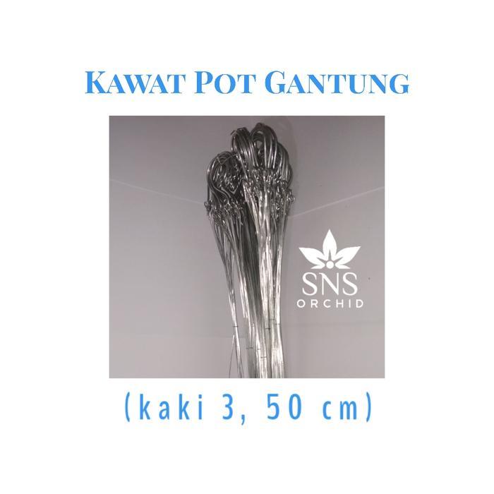 kawat gantung pot bunga anggrek 50 cm stainless steel kaki tiga besi