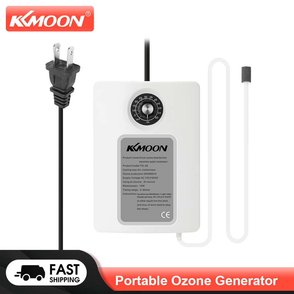 KKMOON TQ-26 Pembersih Generator Ozon Aktif Portabel 2000Mg/Jam Persiapan Udara Segar Ozon Generator